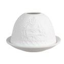 Clayre & Eef Portacandela Ø 12x8 cm Bianco Porcellana Buddha