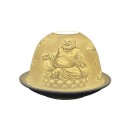 Clayre & Eef Porte-bougie Ø 12x8 cm Blanc Porcelaine Bouddha