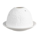 Clayre & Eef Portacandela Ø 12x8 cm Bianco Porcellana Gufo