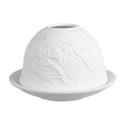 Clayre & Eef Tealight Holder Ø 12x8 cm White Porcelain Owl