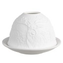 Clayre & Eef Portacandela Ø 12x8 cm Bianco Porcellana Cervo