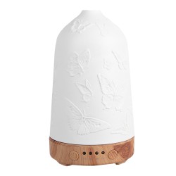 Clayre & Eef Aroma diffuser Ø 9x17 cm White Porcelain Butterflies