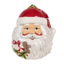 Clayre & Eef Coperchio del barattolo di stoccaggio Babbo Natale  20x17x22 cm Bianco Rosso  Ceramica