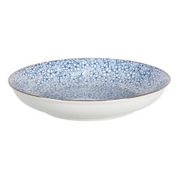 Clayre & Eef Soup Plate Ø 20x4 cm Blue Ceramic Round Flowers