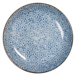 Clayre & Eef Soup Plate Ø 20x4 cm Blue Ceramic Round Flowers