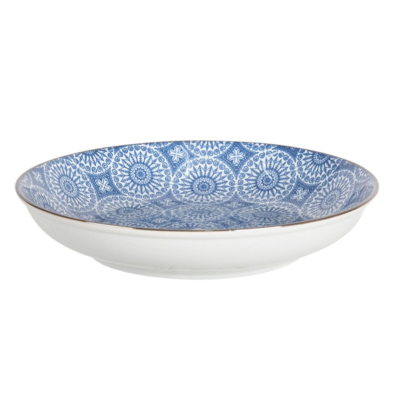 Clayre & Eef Soup Plate Ø 20x4 cm Blue Ceramic Round