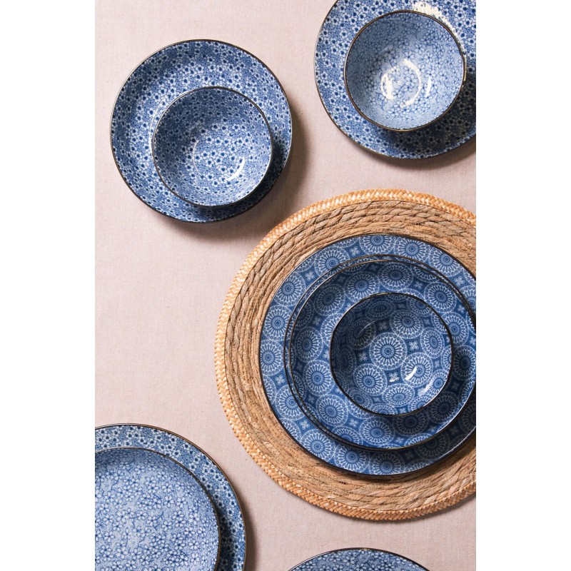 Clayre & Eef Piatto da zuppa Ø 20x4 cm Blu Ceramica Rotondo