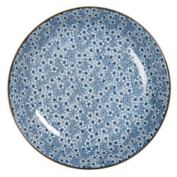 Clayre & Eef Soepbord  Ø 20x4 cm Blauw Keramiek Rond Bloemen