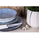 Clayre & Eef Piatto da zuppa Ø 20x4 cm Blu Ceramica Rotondo Fiori