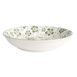 Clayre & Eef Assiette à soupe Ø 20x4 cm Vert Blanc Céramique Rond Fleurs