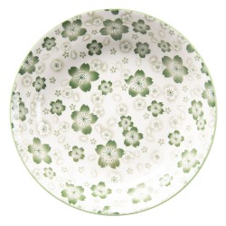 Clayre & Eef Soup Plate Ø 20x4 cm Green White Ceramic Round Flowers