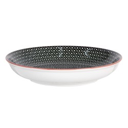 Clayre & Eef Soup Plate Ø 20x4 cm Black Ceramic Round Stripes