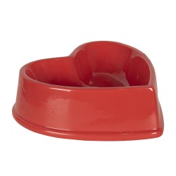 Clayre & Eef Dog Bowl Red Ceramic Heart-Shaped Heart