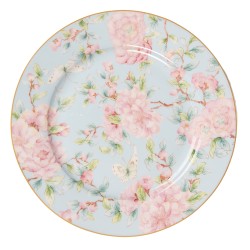 Clayre & Eef Assiette de petit déjeuner Ø 19 cm Vert Rose Porcelaine Fleurs