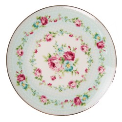 Clayre & Eef Assiette de petit déjeuner Ø 20 cm Vert Blanc Porcelaine Fleurs