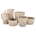 Clayre & Eef Pot de fleurs Ø 15x14 cm Beige Noir Céramique Fleurs