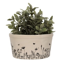 Clayre & Eef Pot de fleurs Ø 20x11 cm Beige Noir Céramique