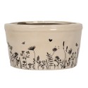 Clayre & Eef Pot de fleurs Ø 16x9 cm Beige Noir Céramique Fleurs