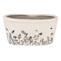 Clayre & Eef Bloempot  27x13x14 cm Beige Zwart Keramiek Ovaal Bloemen