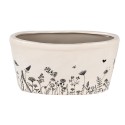 Clayre & Eef Bloempot  27x13x14 cm Beige Zwart Keramiek Ovaal Bloemen