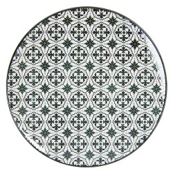 Clayre & Eef Dinerbord  Ø 26 cm Zwart Wit Keramiek Rond