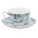 Clayre & Eef Tasse et soucoupe 250 ml Bleu Blanc Porcelaine