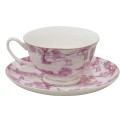 Clayre & Eef Tasse et soucoupe 250 ml Rose Porcelaine