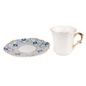 Clayre & Eef Tazza e piattino 95 ml Bianco Blu  Porcellana