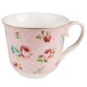 Clayre & Eef Cup and Saucer 250 ml Pink Porcelain Flowers