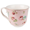 Clayre & Eef Cup and Saucer 250 ml Pink Porcelain Flowers