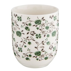 Clayre & Eef Tazza 100 ml Bianco Verde  Porcellana Rotondo Fiori