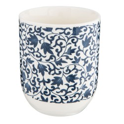 Clayre & Eef Mug 100 ml Bleu Porcelaine Rond Feuilles