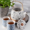 Clayre & Eef Mug 100 ml Bleu Porcelaine Rond Feuilles