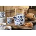 Clayre & Eef Mug 100 ml Blue Porcelain Round Leaves