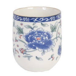 Clayre & Eef Tasse 100 ml Blau Porzellan Rund Blumen