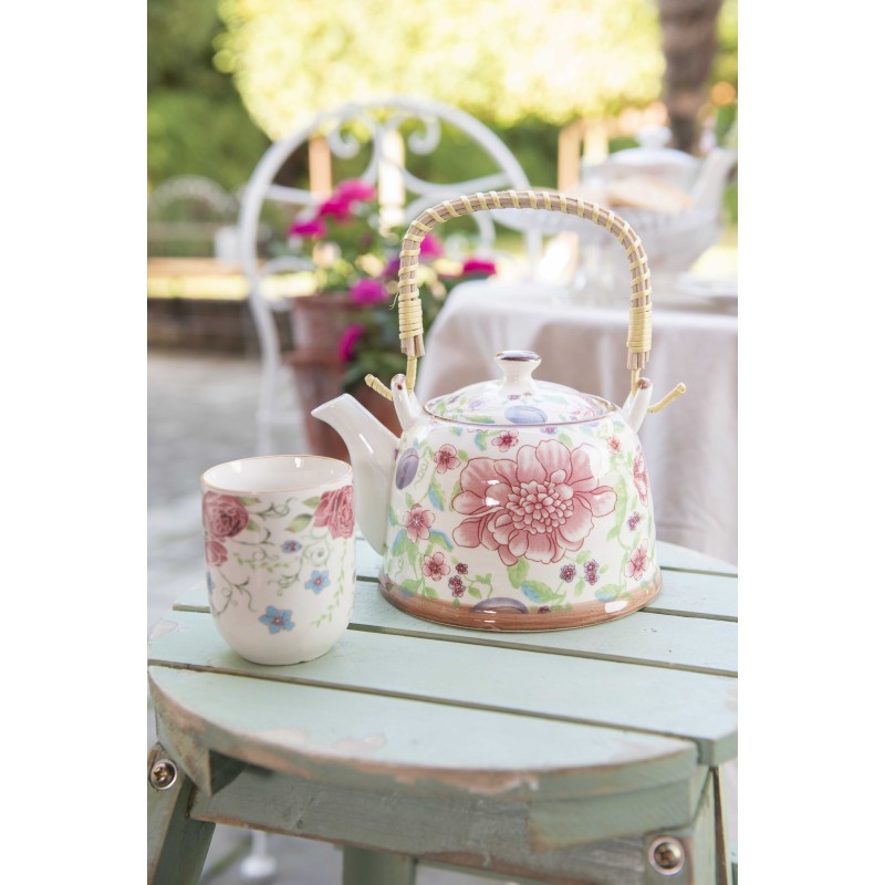 Clayre & Eef Mug 100 ml Rose Porcelaine Rond Fleurs