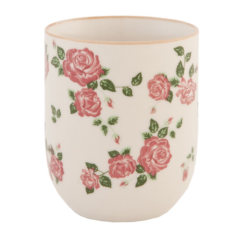 Clayre & Eef Tasse 100 ml Rosa Porzellan Rund Blumen