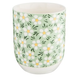 Clayre & Eef Mug 100 ml Vert Porcelaine Rond Fleurs