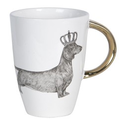 Clayre & Eef Tasse 200 ml Weiß Keramik Rund Hund