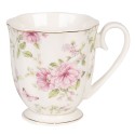 Clayre & Eef Mug 200 ml Beige Pink Porcelain Round Flowers
