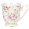 Clayre & Eef Mug 200 ml Beige Rose Porcelaine Rond Fleurs