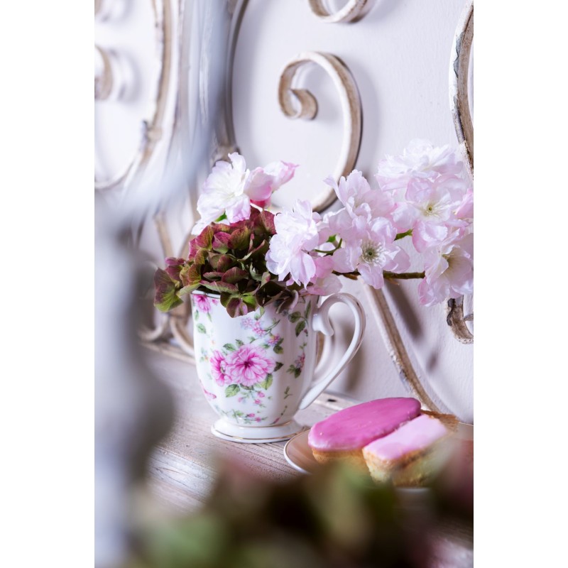 Clayre & Eef Mug 200 ml Beige Pink Porcelain Round Flowers