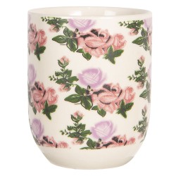 Clayre & Eef Tasse 100 ml Beige Rosa Porzellan Rund Blumen