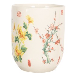 Clayre & Eef Tazza 100 ml Beige Giallo Porcellana Rotondo Fiori