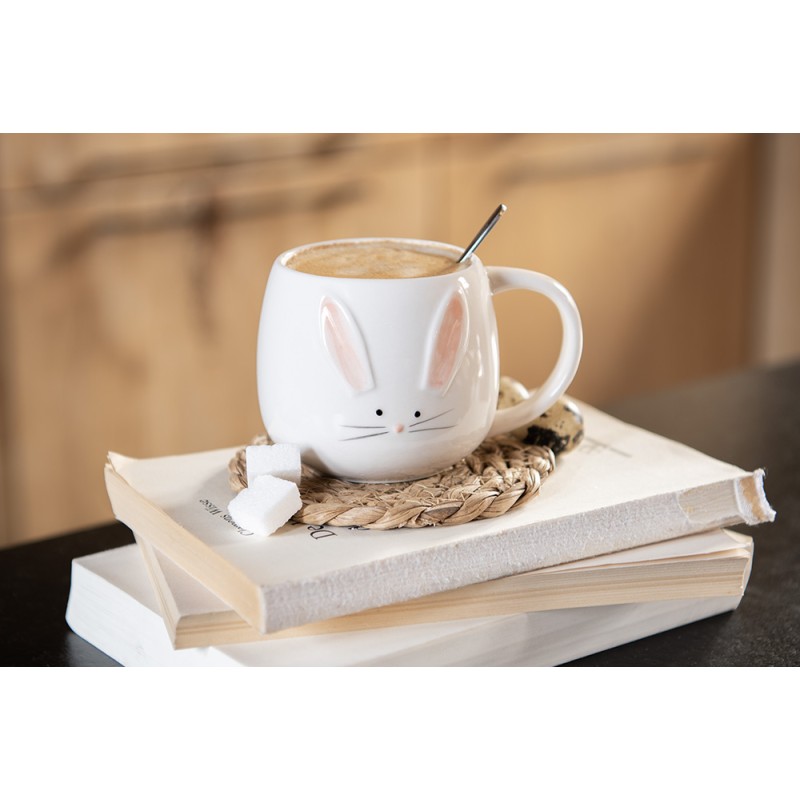 Clayre & Eef Mug 200 ml Beige Céramique Rond Lapin