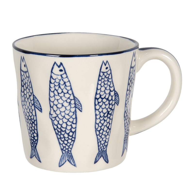 Clayre & Eef Tasse 300 ml Beige Keramik Rund Fische