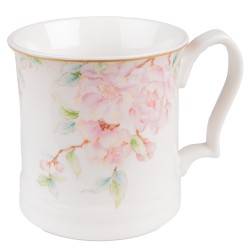 Clayre & Eef Tasse 414 ml Weiß Rosa Porzellan Blumen