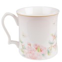 Clayre & Eef Tazza 414 ml Bianco Rosa  Porcellana Fiori