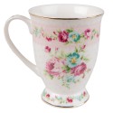 Clayre & Eef Mug 300 ml White Pink Porcelain Flowers