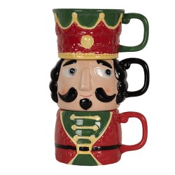 Clayre & Eef Mug Nutcracker 450 ml/ 2x500 ml Red Ceramic